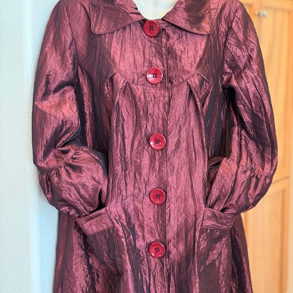 Maroon Button-Front satin jacket - Picture 1 of 8